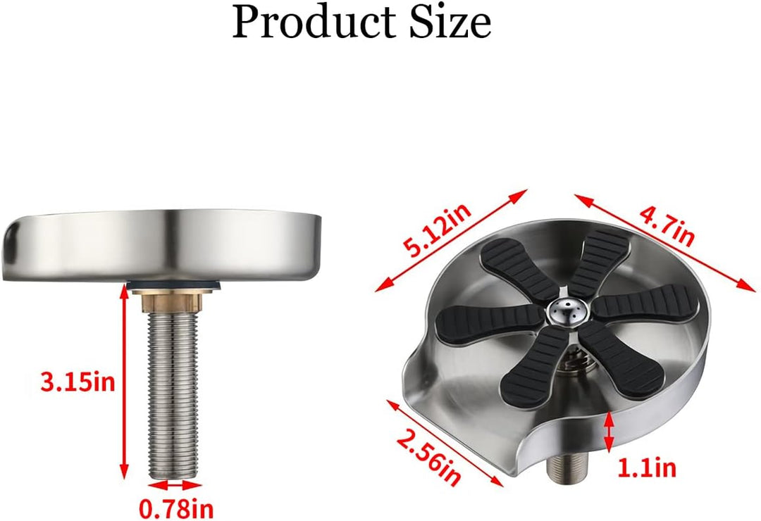 Glasspüler für die Küchenspüle, Edelstahl Gläserspüler, automatischer Reiniger für Wasserflaschen un