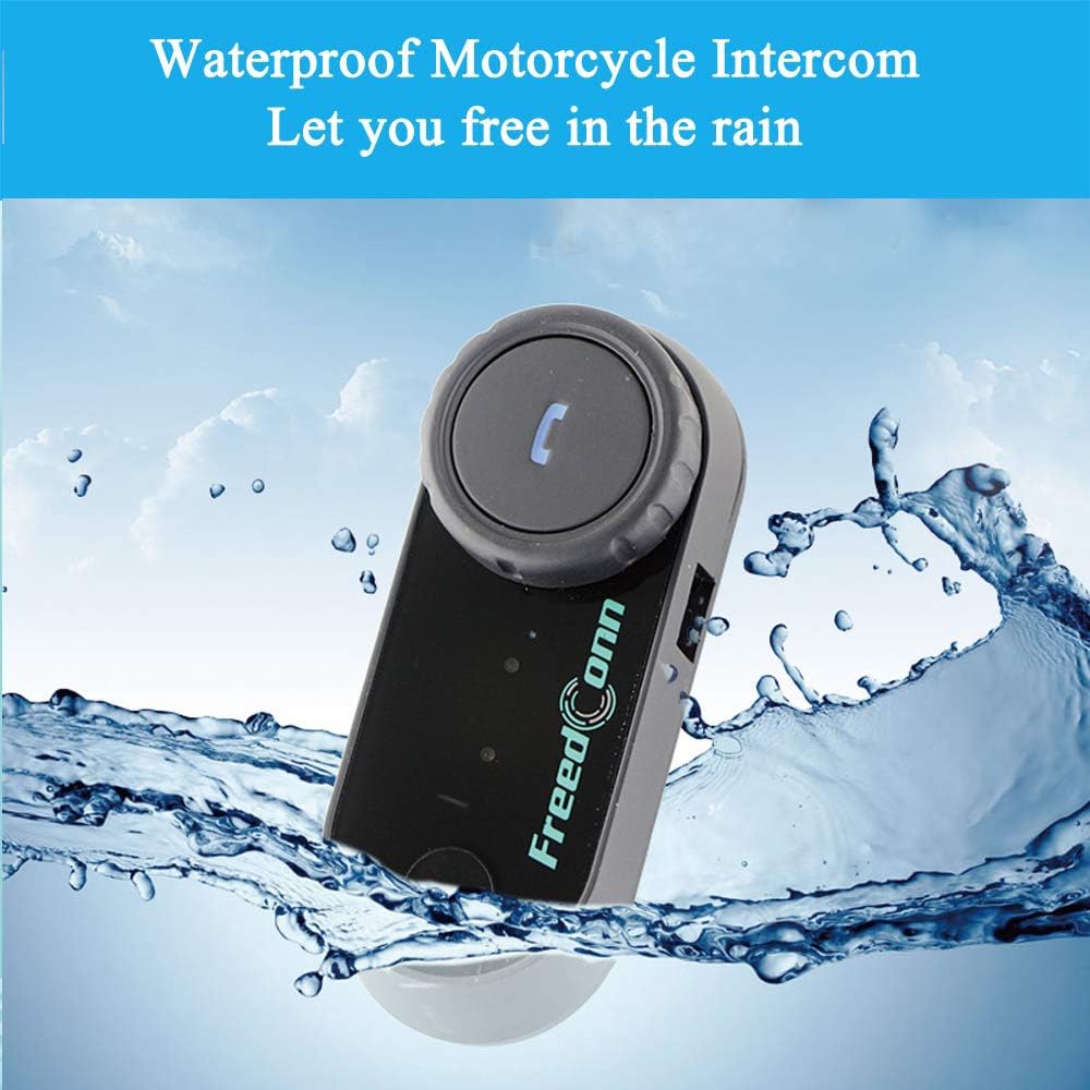 FreedConn Motorrad Kommunikation System, Helm Bluetooth Intercom,Helm Headset(800m Reichweite,Damit