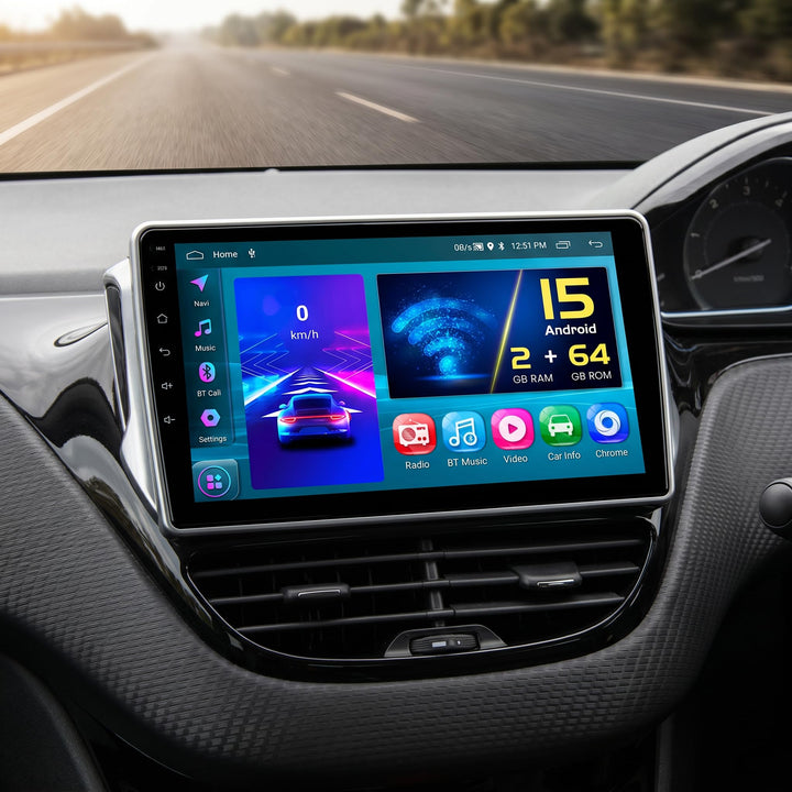 Hikity 2GB+64GB Android 15 Autoradio für Peugeot 208/2008 2012-2018 Radio Wireless CarPlay Android A