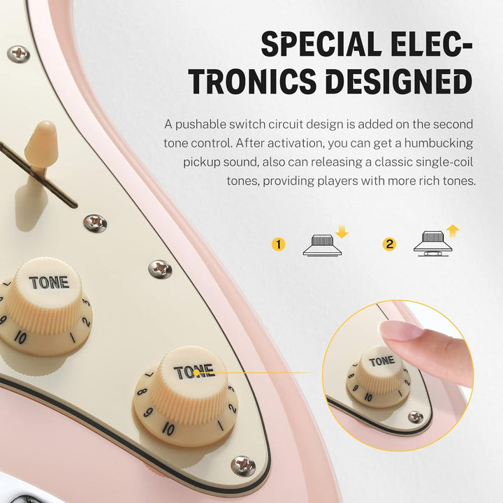 Donner E-Gitarren Set Full Size, HSS Spule Geteilte Pickups, 39 Zoll Solid Body ST Gitarre Anfänger