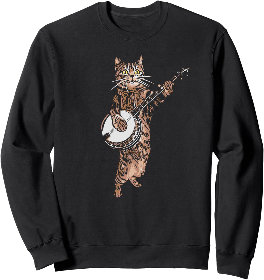 Banjo Cat! Lustige Bluegrass Country Volksmusik Vintage Sweatshirt