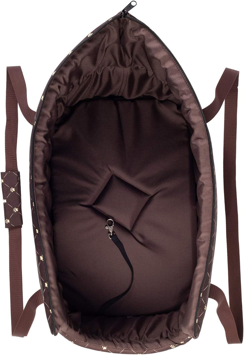 Hundetasche - Braun/Muster: Pfoten, L bis 15 kg - Tragetasche für kleinen und mittleren Hund, Welpen