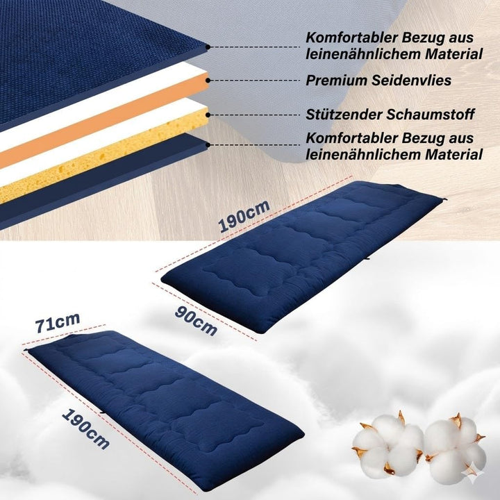 MAXYOYO Tragbare Faltbare Futon -Matratze, Hypoallergenischer Stoff Und Speicherschaummatratzenpad M