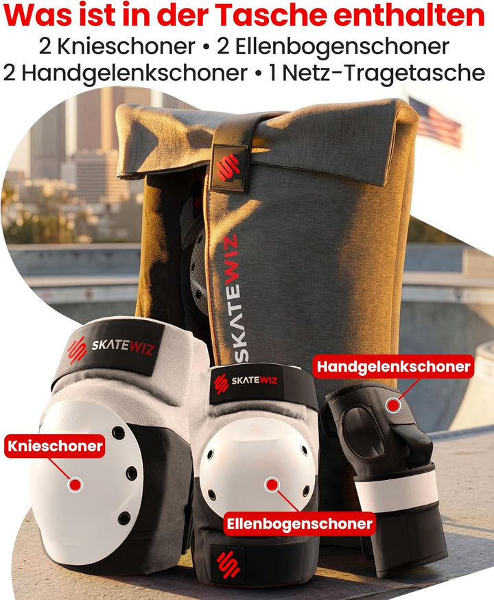 SKATEWIZ Inliner Schoner Schlittschuhe Damen - Handschoner, knie und ellenbogenschützer Erwachsene -