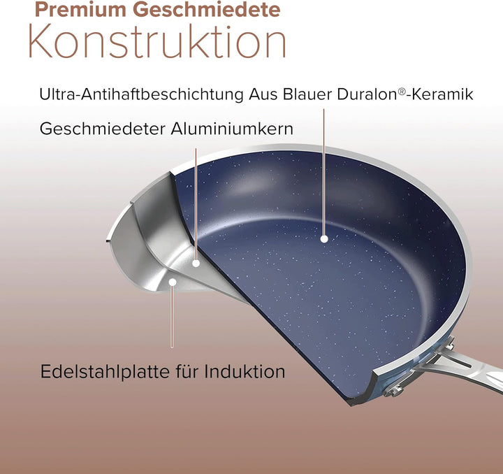 Nuwave 2,8L Gesundes Duralon Blue Keramik Antihaft-Kochtopf in Rustikalem Kupfer, PFAS-frei, Spülmas