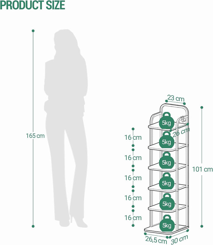 Hzuaneri Vertikales Schuhregal, 6-Stöckige Schuhregale, Schuhturm Für Kleine Räume, Freistehend, Ver