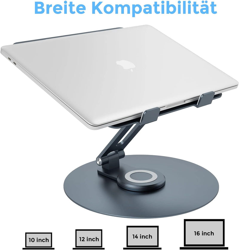 Epherie Laptop Ständer mit 360° drehbarem rundem Basis, Höhenverstellbarer ergonomischer Laptopständ