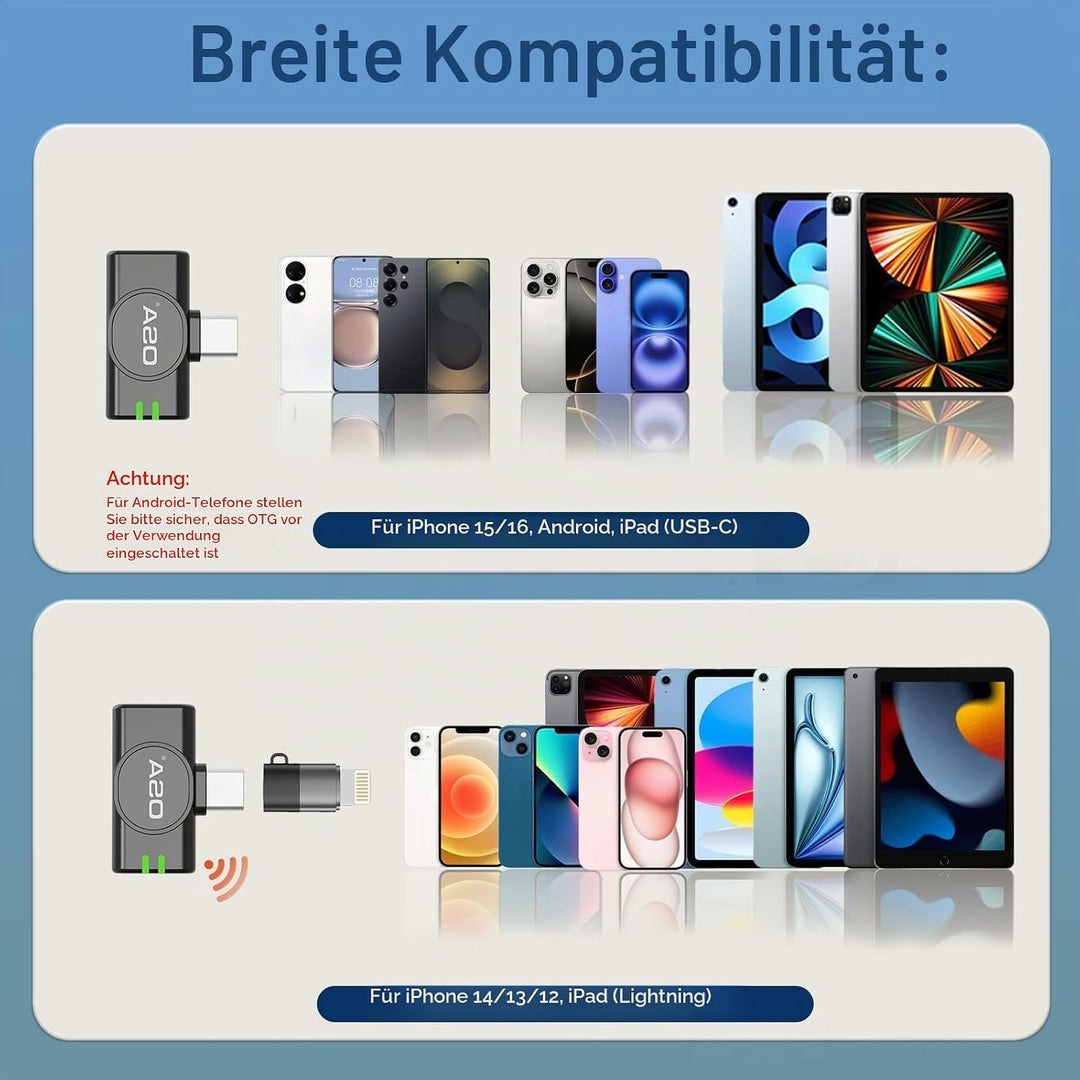 OSA Lavalier Mikrofon für iPhone, Android-Kamera, Mini-Mikrofon, Typ-C-Mike, USB-C-Ansteckmikrofon f