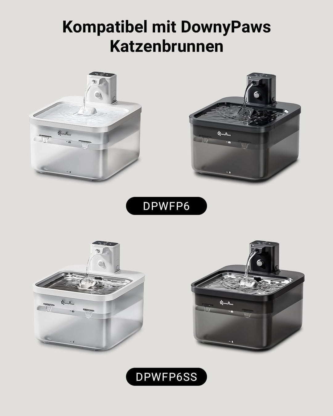 DownyPaws Trinkbrunnen für Katze kabellos Filter 16 STK Für DPWFP6 16 Filter, 16 Filter