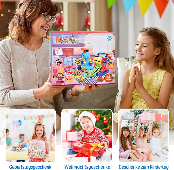 Herenear 46 Stück Knete Set Knetwerkzeug für Kinder, Knete Zubehör Kitchen Creations Eismaschine Bur