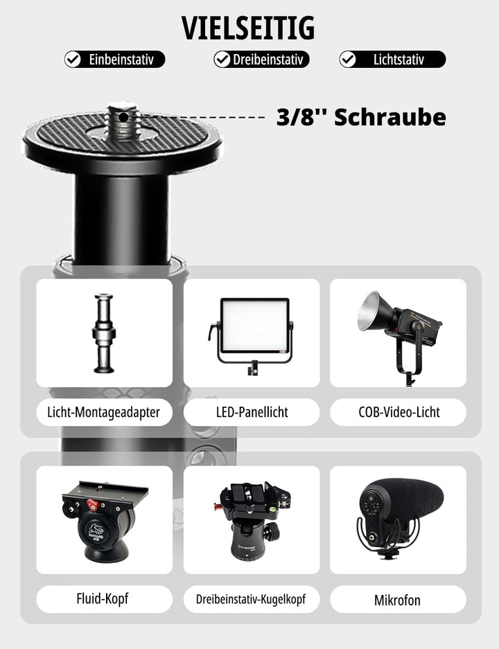 IFOOTAGE Cobra 2 Einbeinstativ mit runder Basis, schnell verstellbare Höhenschnalle, Aluminium-Einbe