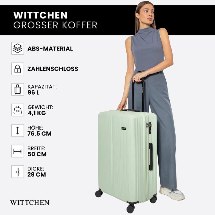 WITTCHEN Stripes Line Grosser Koffer 76,5 x 50 x 29 cm (XL) | Hartschalen-Trolley ABS 96 l, 4 Rollen