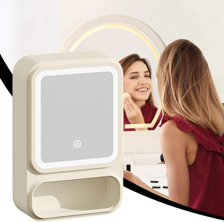 Generisch Bathroom Mirror, Bathroom Wall Cabinet, 16.54x11.02x4.53 Inches, Dimmable LED Lights, Magn