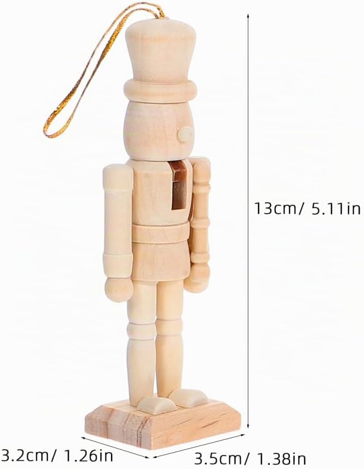 TOYANDONA 6 Stück DIY Nussknacker Soldat Figuren aus Holz Unbemalt zum Bemalen Stabile Weihnachtsdek