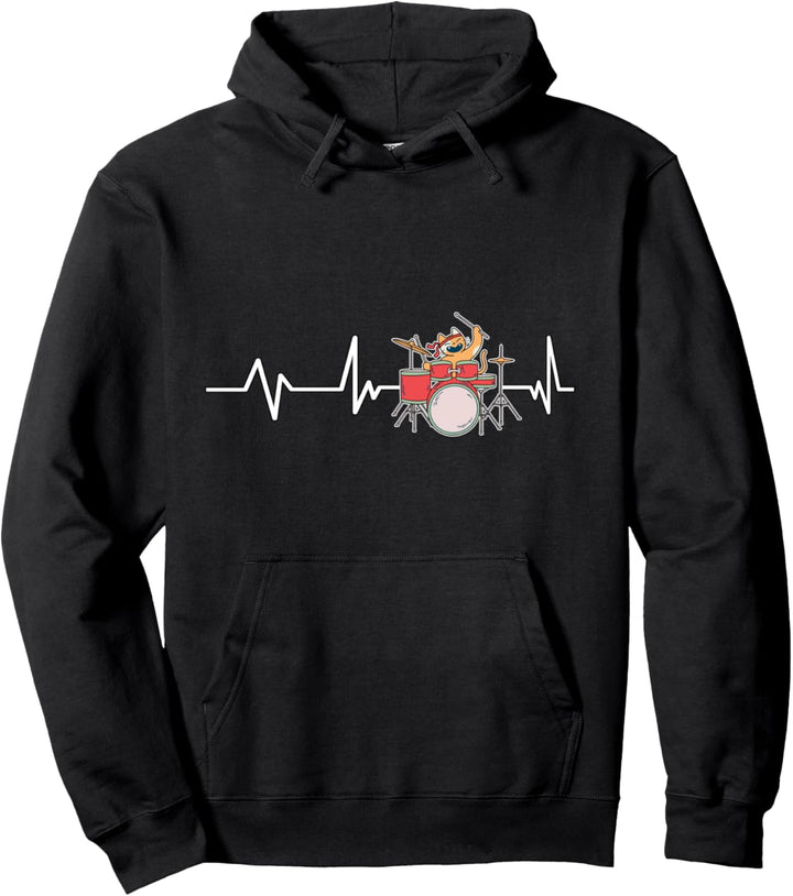 Schlagzeug Katze Herzschlag Schlagzeuger Geschenk Schlagzeug Pullover Hoodie