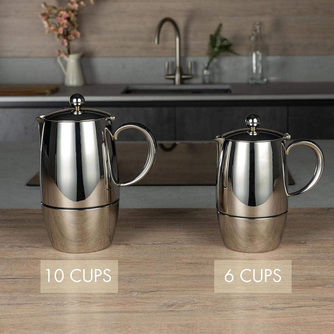 Café Stål BEC-06M Bellux Espresso Kaffeekocher aus 18/10 Edelstahl – 6 Mokkatassen, 280 ML 280ML, 28