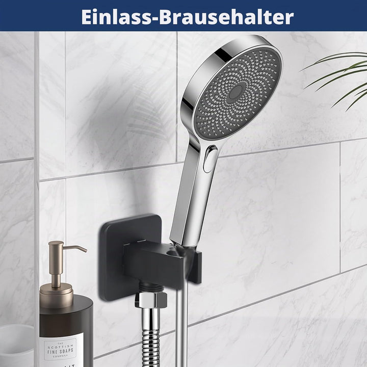 Wandanschlussbogen mit Brausehalter, Handbrausehalter mit 1/2" Wandanschlussbogen, Chrom Schlauchans