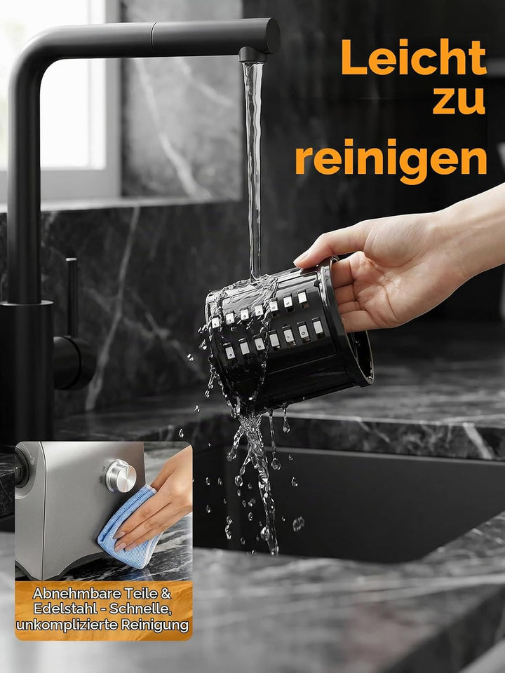 FOHERE Gemüseschneider Elektrisch Verbesserte, 6-in-1 | Gemüsehobel Elektrisch Reibe für Blockkäse,