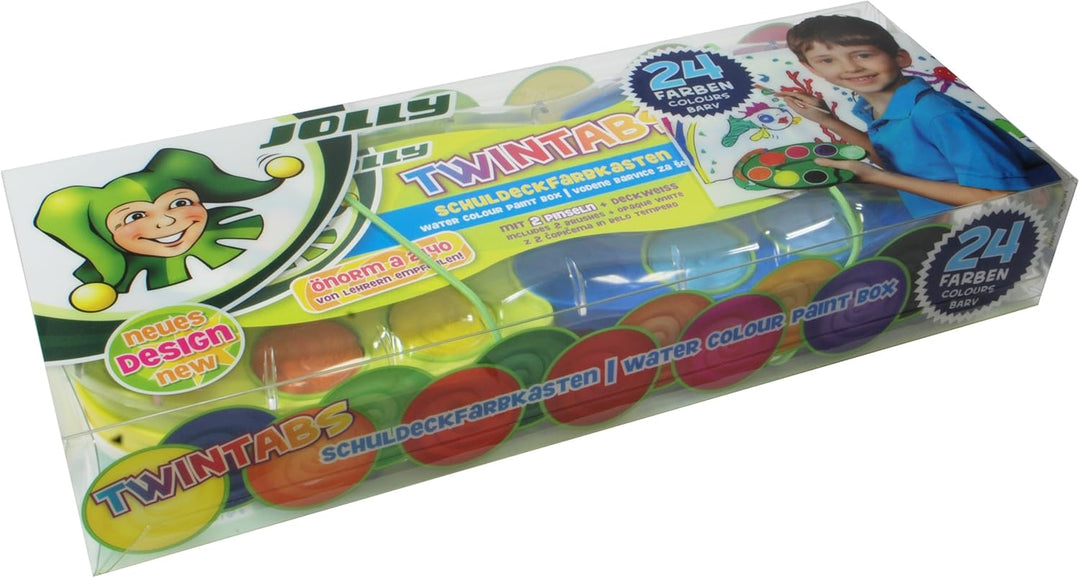 JOLLY TwinTabs Deckfarbkasten, 24 Deckfarben, Malpalettenfunktion durch Click-Technik 24 Farben, 24