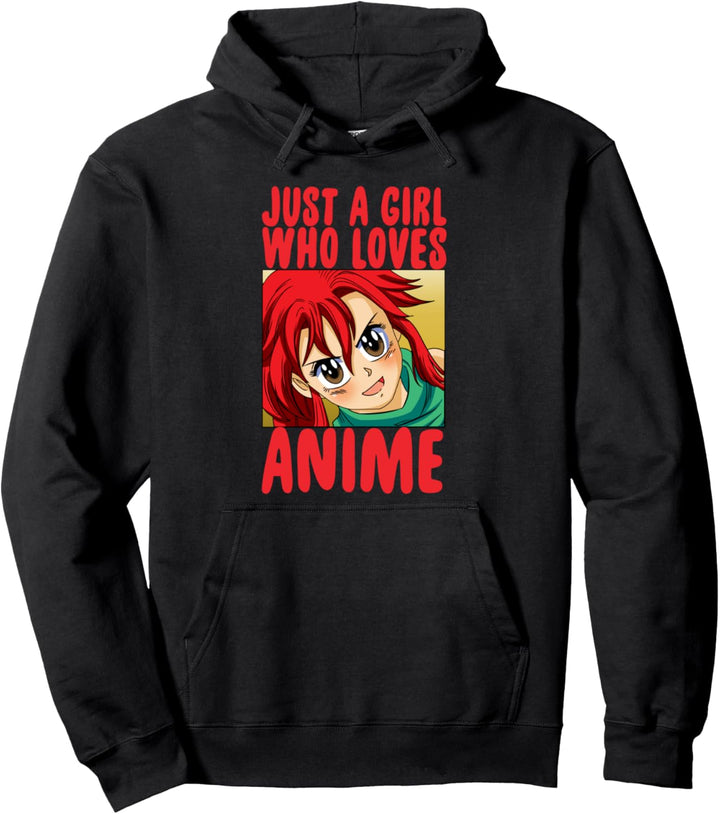 Nur ein Mädchen, das Anime-lustige Animationsgesicht liebt Pullover Hoodie