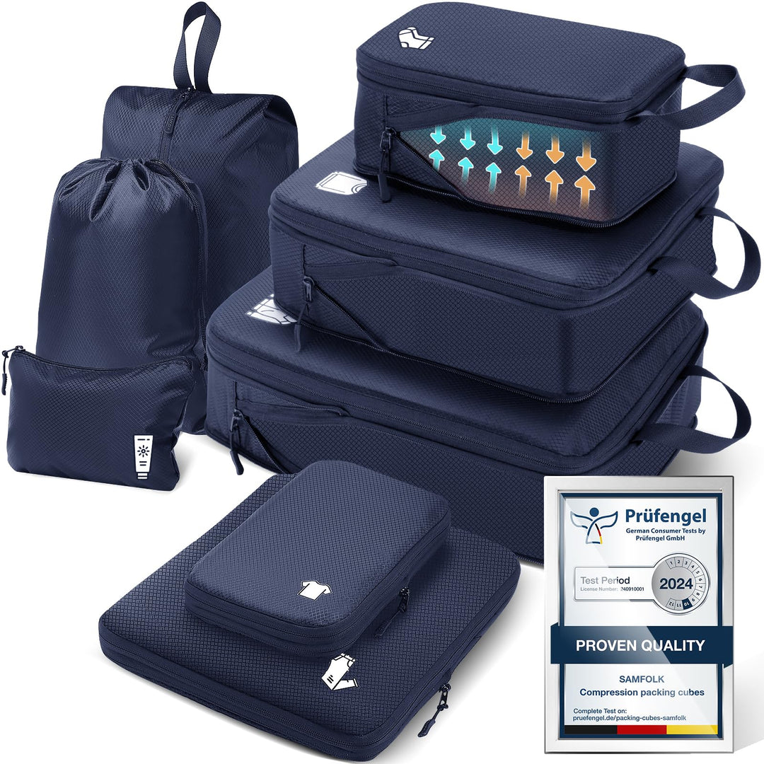 Packing Cubes Compression 8 Stück Koffer Organizer,Wasserdicht PackwüRfel Packtaschen Kompression, T