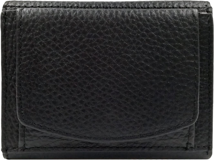 Mini Geldbörse Herren, Reise Portemonnaie, klein viele Fächer, Leder schwarz, RFID Blocker, Münzfach