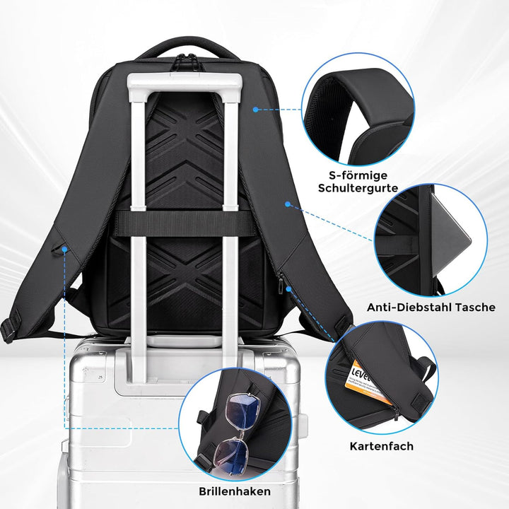 FENRUIEN Laptop Rucksack 15.6 Zoll Business Reise Backpack 16L 1800D Laptop Tasche für Herren Damen