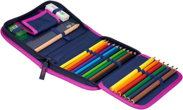 ergobag Federmäppchen Set 22-teilig, Lyra Buntstifte, Stundenplan-Fach, Kleingeld Fach, Lineal Spitz