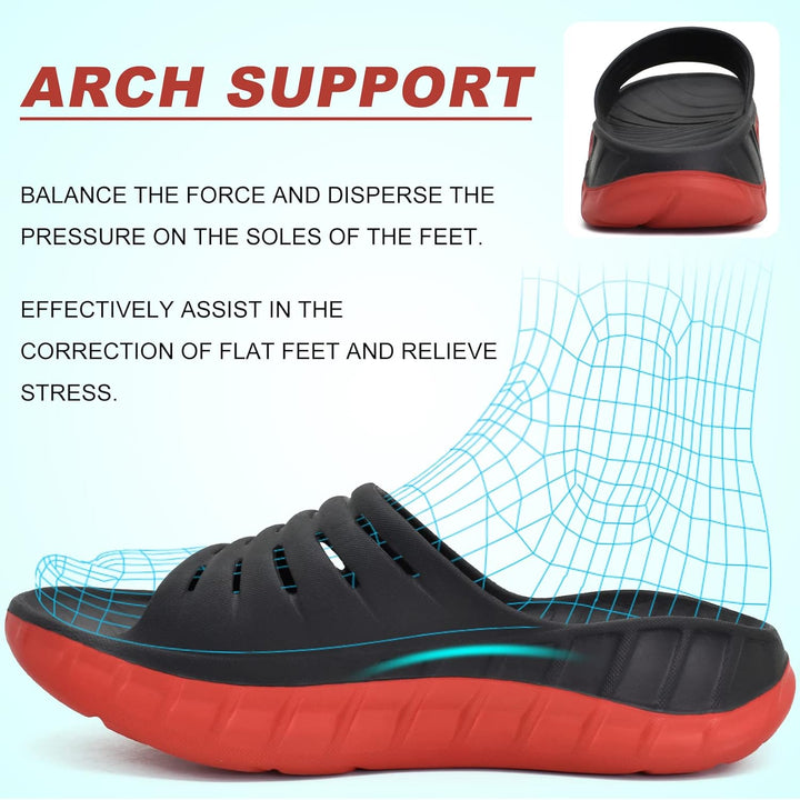 KuaiLu Recovery Sandalen Herren Bequeme Plantarfasziitis Schlappen Orthopädische Offene Zehen Männer