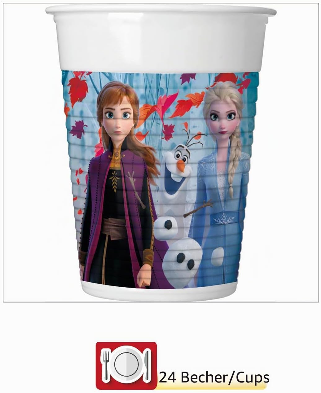 Ciao Party Tableware Set Disney Frozen II for 24 people (112 pcs: 24 paper plates Ø23cm, 24 paper pl