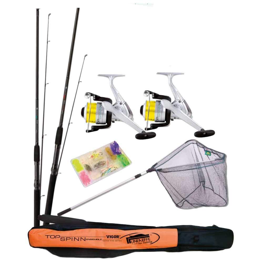 Lineaeffe Spin Combo Set 2 Ruten + 2 Rollen + Kescher + Kunstköder + Futteral