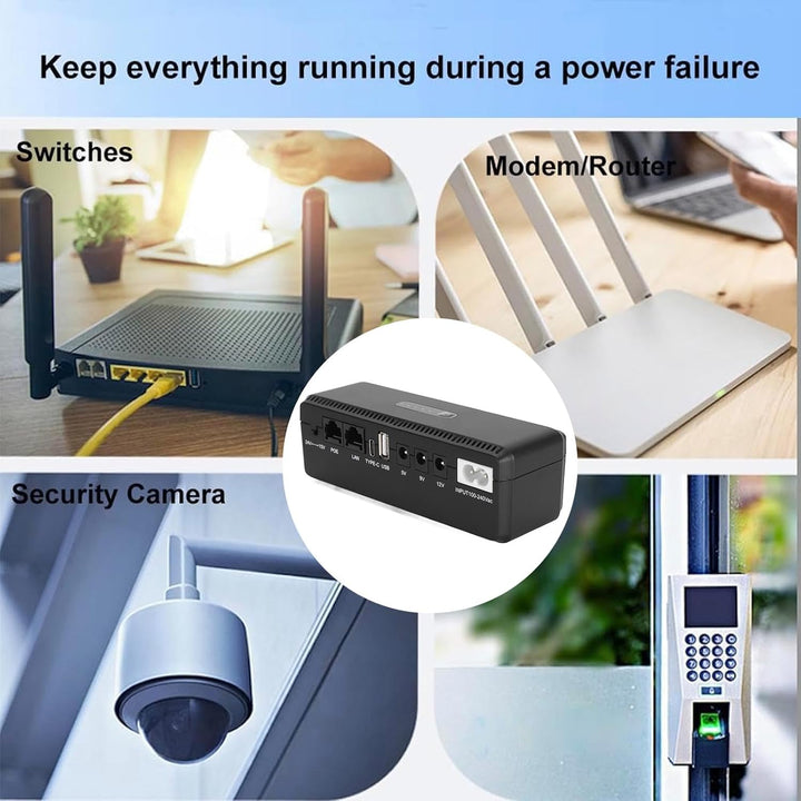USV-Batterie-Backup, 10400 MAh Unterbrechungsfreie Stromversorgung mit 15 V 24 V POE-Anschlüssen und