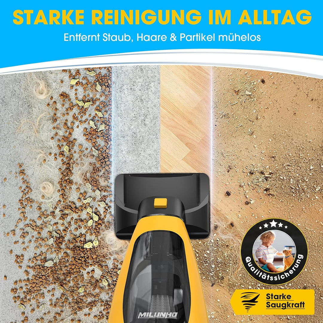 Kabelloser Tierhaar Handstaubsauger mit Doppelmotor, HEPA Filter | Anti-Haar-Verwicklung Bürstenroll