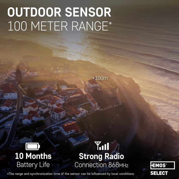 EMOS Wetterstation mit Windmesser und Regenmesser- System mit Farbdisplay, zur Wettervorhersage, für