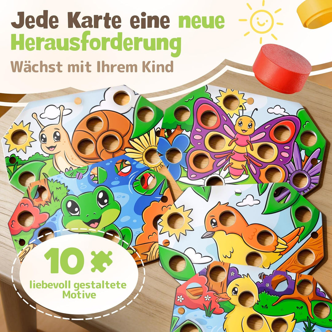 Farblernstation - Farben Lernen Steckspiel ab 2 Jahren - Montessori Spielzeug für Mädchen & Jungen -