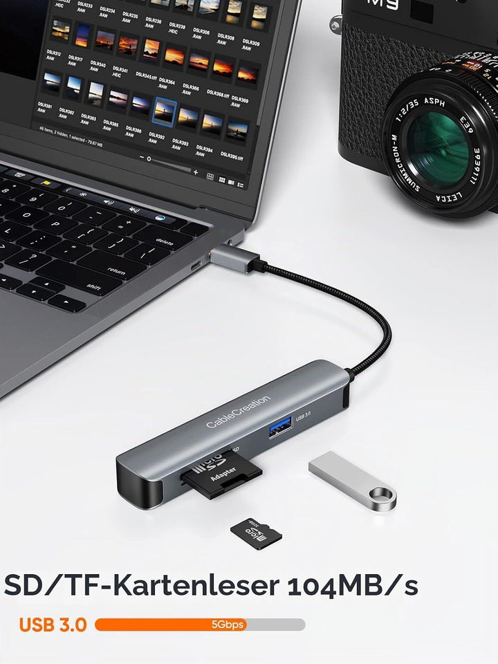 USB C Hub HDMI, USB-C Hub, CableCreation USB Hub, 2 USB 3.0, 1 HDMI 4K Adapter, SD/Micro SD-Kartenle