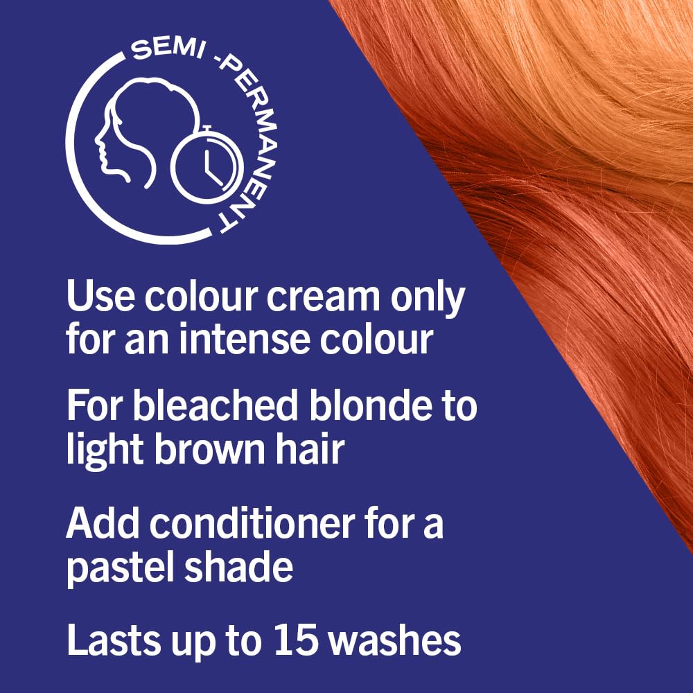 Schwarzkopf LIVE Ultra Brights 085 Vibrant Orange Semi-Permanent Hair Dye, Bold Intense Color for Up