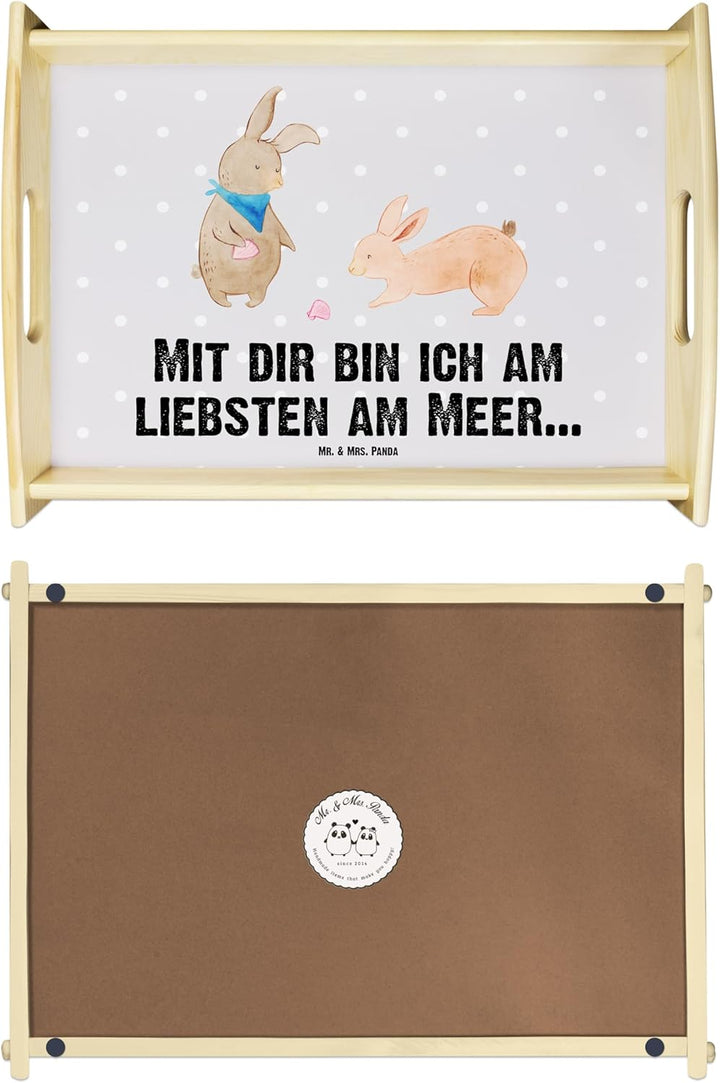 Mr. & Mrs. Panda serviertablett aus Holz Hasen Muschel - Geschenk, Holztablett, Best Friends, Musche