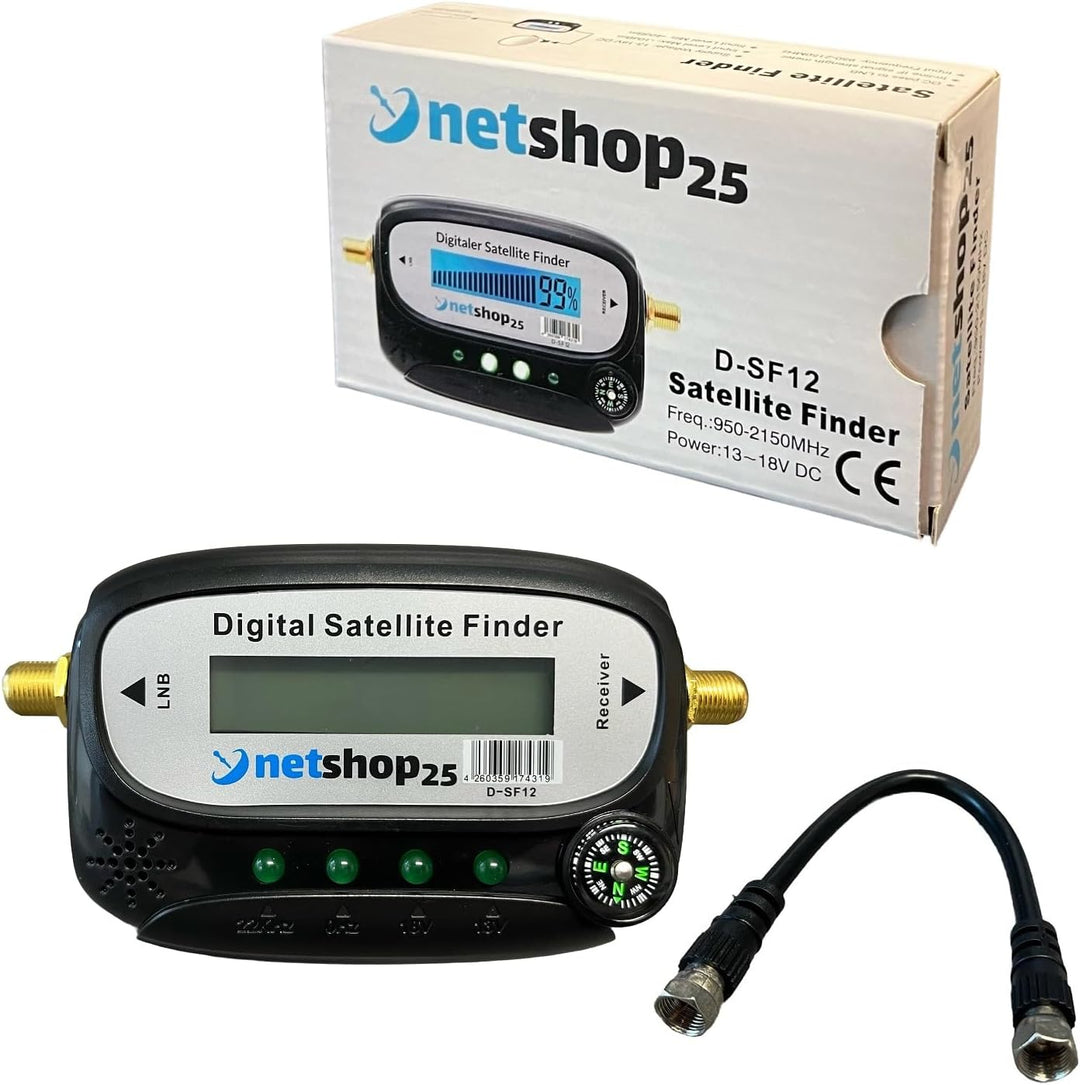 Selfsat H30D1+ Flachantenne Single + 10m Kabel + Fensterhalterung + SAT-Finder + 1 Fensterdurchführu