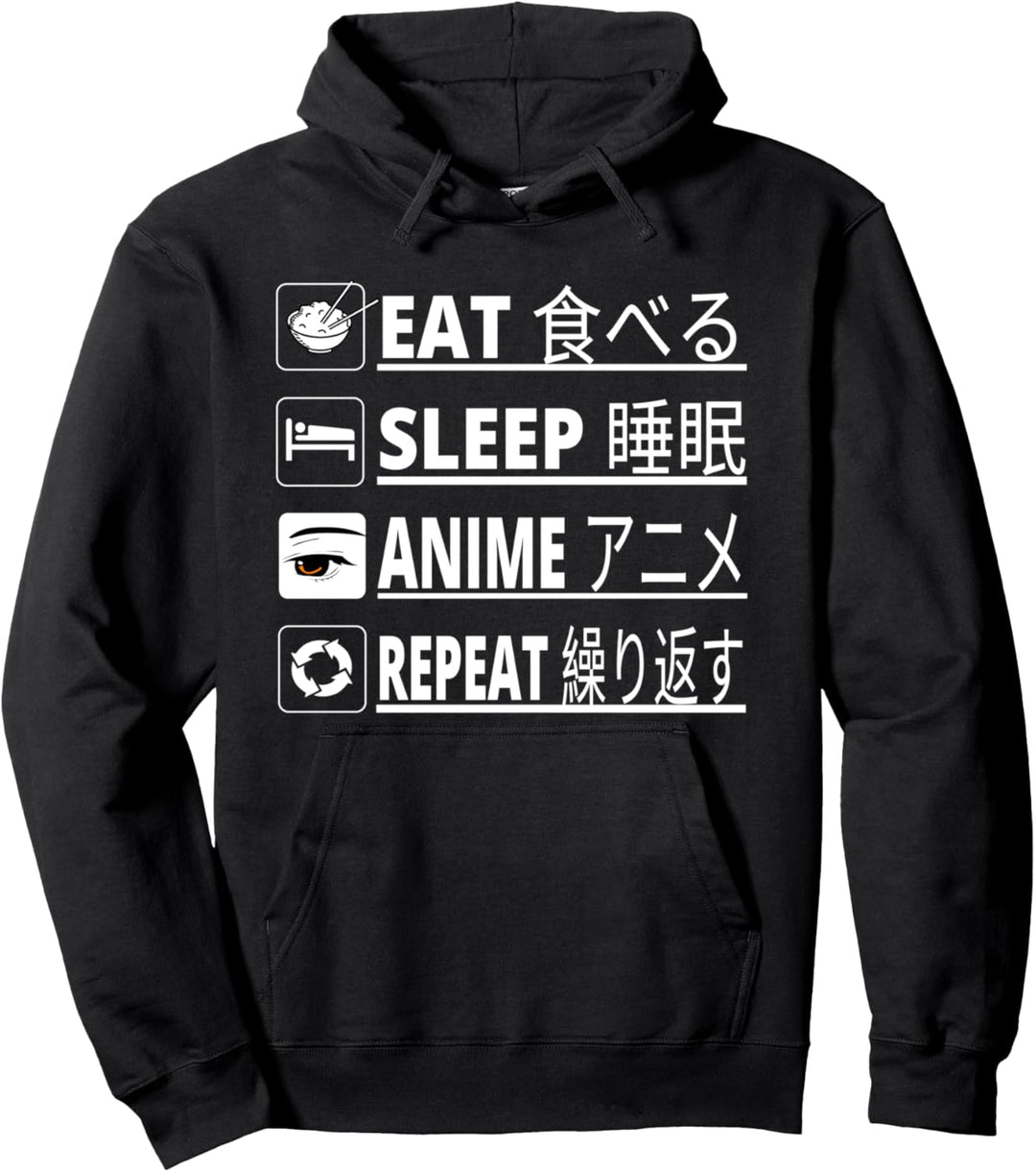 Lustiges Japan Eat Sleep Anime Repeat Anime und Manga Pullover Hoodie