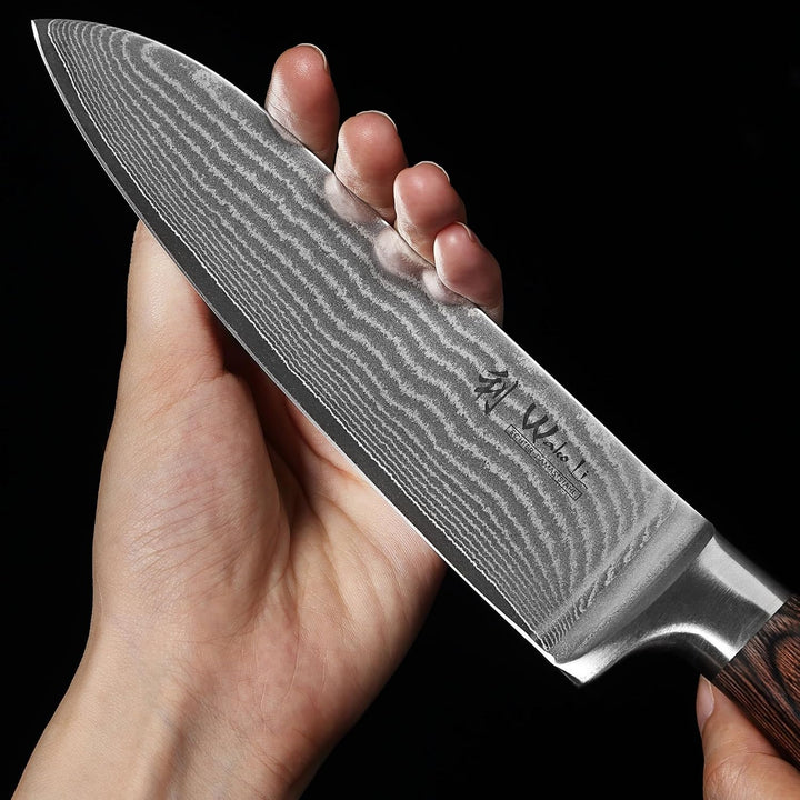Wakoli Edib 5er Damastmesser-Set, scharfe 8 bis 20 cm Klingen Premium Küchenmesserset aus 67 Lagen D