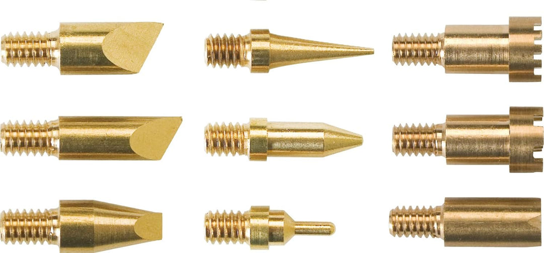 Pebaro 0266 Brandmalkolben, 6 Brennspitzen, 3 Brennstempel in praktischer Holzbox, Brandmalerei, Pyr