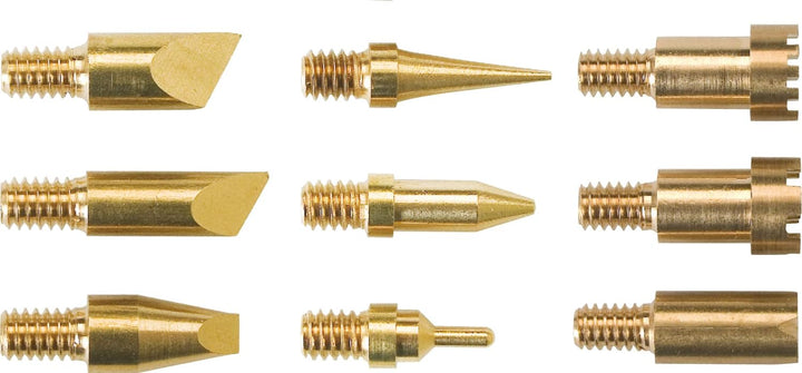 Pebaro 0266 Brandmalkolben, 6 Brennspitzen, 3 Brennstempel in praktischer Holzbox, Brandmalerei, Pyr