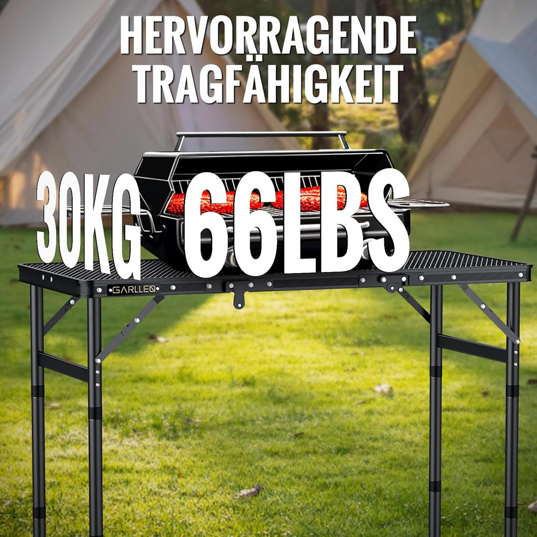 GARLLEN Grilltisch klappbar, 87x40cm & 3 Höhenverstellbar(26/48/70cm), Leicht und Tragbar, Klapptisc