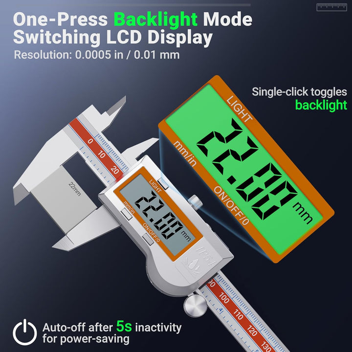 Preciva Digitaler Messschieber 150mm IP54 - Elektronische Schieblehre aus Edelstahl mit LCD Display,