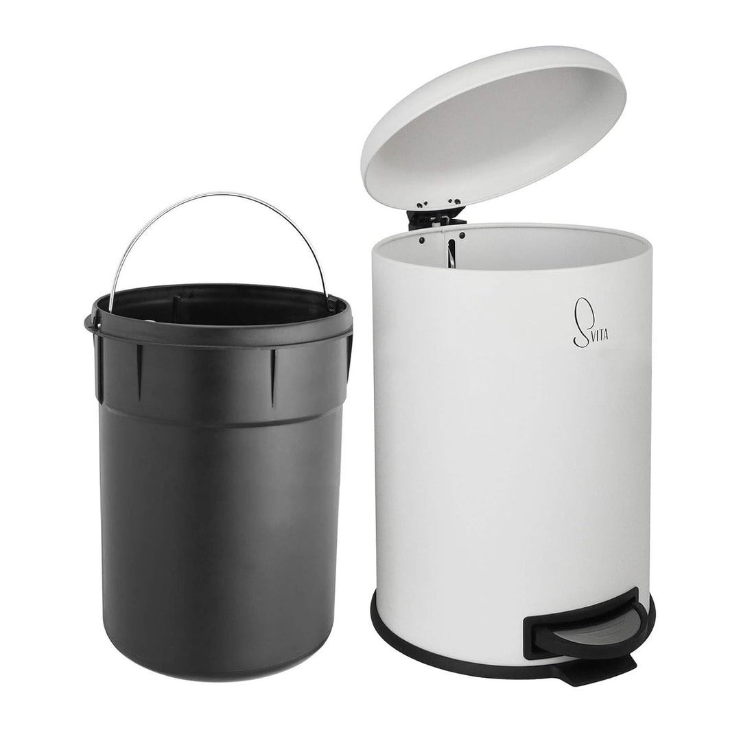 SVITA T20 Mülleimer Weiss Treteimer Abfalleimer 20 Liter inkl. Inneneimer rund, Weiss