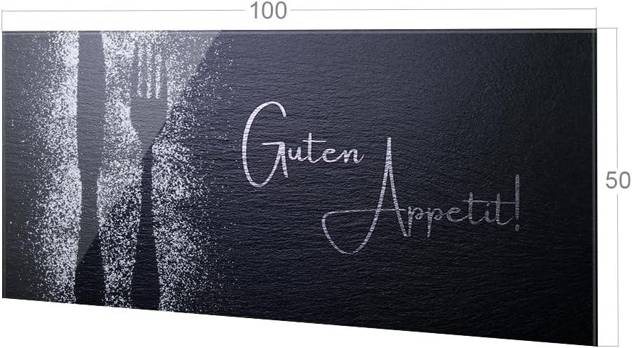 GRAZDesign Spritzschutz Küchenrückwand Glas Küche für Herd & Küchenspüle, Grau Guten Appetit Glaspla
