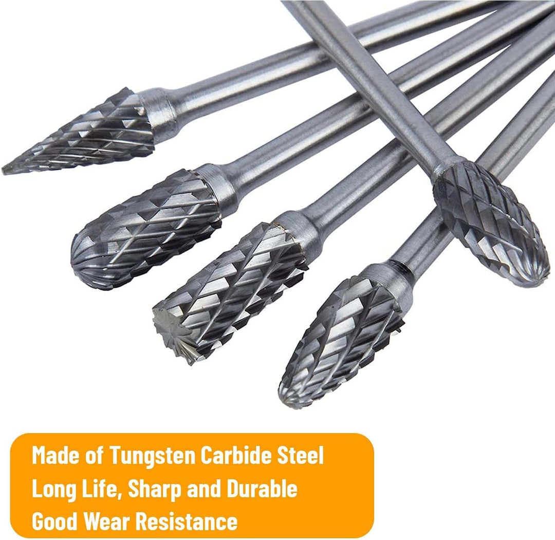 Hartmetall-Frässtifte mit Doppelschnitt, 10 Stück Wolframkarbid-Rotationsfräser-Set mit 3mm Schaft 6