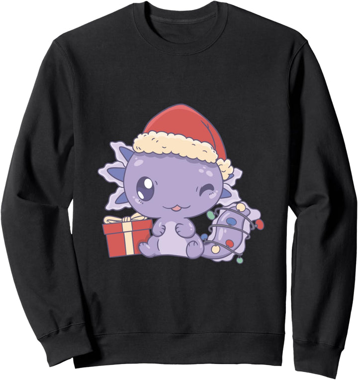 Weihnachten Axolotl Lila Süsses Tier mit Weihnachtsmütze Sweatshirt
