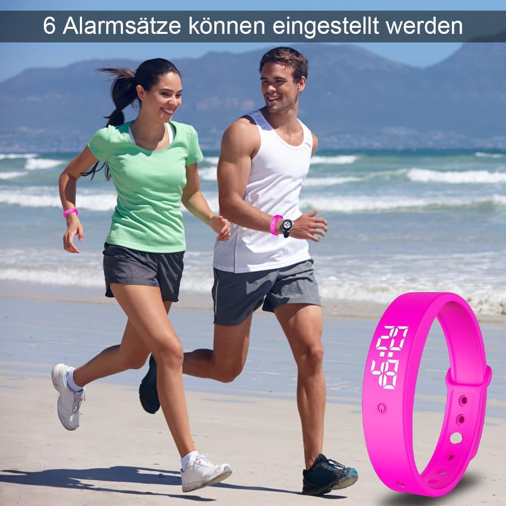 DASIAUTOEM Vibrationswecker Armband, Vibrationsalarm Erinnerung Uhr, Armband Wecker Vibration mit Ti